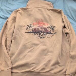 Jetty Supply Tan Welcome To Paradise Hoodie Like New!